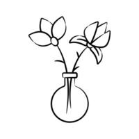 An editable hand drawn style icon showing flower vase vector