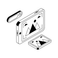 A modern isometric style icon of mobile gallery. vector