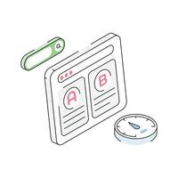 A stylish isometric icon of ab testing system vector