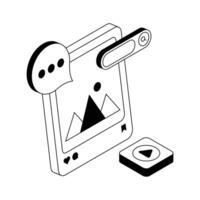 A stylish isometric icon of media post layout. vector