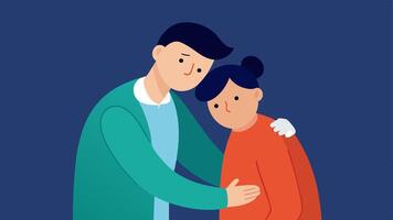 Support Systems A young job seeker being comforted by a family member or friend emphasizing the importance of emotional support during challenging unemployment times.. vector