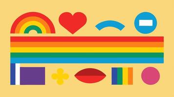 These descriptions aim to convey the essence and symbolism of the LGBTQ rights movement in a simple respectful and creative manner.. vector