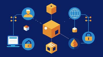 These illustrations can help convey the essence of blockchain technology in making supply chains more transparent and trustworthy.. vector