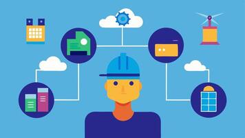 These descriptions can be used as prompts for creating visual representations of digital twins and their applications in various industries.. vector
