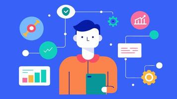 These descriptions can serve as guidance for creating illustrations that communicate the theme of AI enhancing customer behavior analytics.. vector