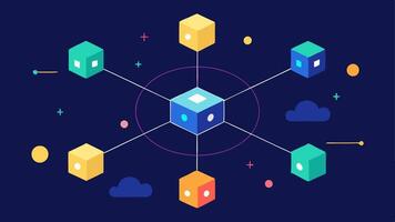 These descriptions can guide you or an illustrator in creating visual representations of blockchain technologys decentralized nature.. vector