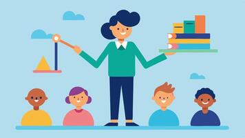 Teacher Disparity An showing a wellfunded teacher with various teaching tools engaging with enthusiastic students versus an underfunded teacher struggling with a small. vector