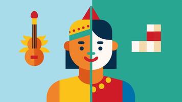 The Two Sides of Appropriation An depicting two sides one with authentic cultural celebration like a festival and the other with a commercialized version like a music. vector