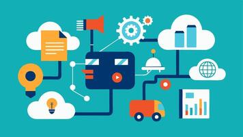 These descriptions can be used as a guide for creating illustrations that effectively convey the innovative ways AI enhances supply chain management.. vector