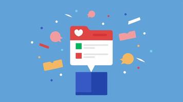Public Opinions as Confetti Depict a giant social media post being bombarded by colorful confetti made of comments likes and shares emphasizing how overwhelming public opinion can. vector