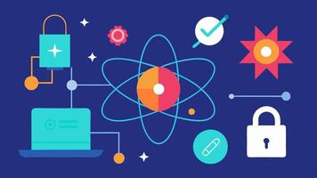 These illustrations can capture the essence of quantum cryptography while remaining simple and visually engaging.. vector