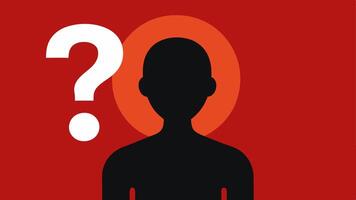 Silhouette of a Person with a Question Mark A silhouette of a person looking confused or lost with a large question mark above ing the uncertainty and confusion faced by. vector