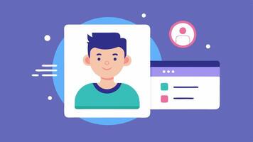 Social Media Security A social media account creation screen with a popup prompting users to verify their identity using facial recognition accompanied by a visualization of facial. vector
