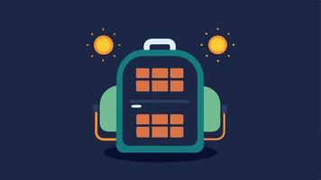 SolarPowered Backpack A trendy backpack equipped with solar panels showcasing glowing icons indicating power levels for devices with patterns that change based on sunlight. vector