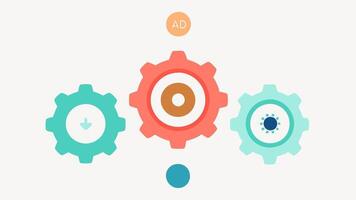 Targeted Ad Algorithms An of gears and cogs labeled with keywords like Interests Location and Behavior spinning to show how ads are customized for the user.. vector