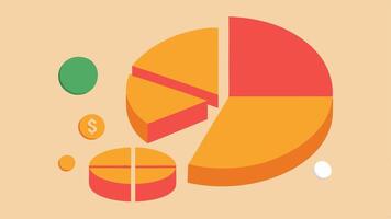 Socioeconomic Pie Chart A pie chart divided into disproportionately large and small slices with digital coins p on the larger slices ing how wealth is concentrated in the. vector