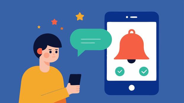 The Alert System A digital notification bell displaying an alert about Suious Res Detected with a concerned shopper looking at their phone the need for consumer. vector