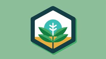 Sustainability Badge An icon showcasing a food product with a blockchain badge indicating sustainable farming practices reinforcing the role of blockchain in ethical sourcing.. vector