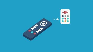 Remote Control Evolution An old remote control with many buttons fading away to reveal a simple sleek remote with few buttons used primarily for scrolling through streaming. vector