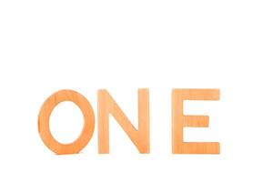 Wooden Letters O and E N are located one above the other. The image looks simple and minimalistic. photo