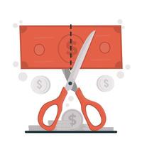 Cost reduction concept illustration showing business strategies to optimize spending, cut unnecessary costs, and increase financial efficiency vector