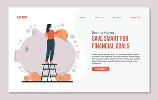 Saving money concept Saving for the future web page design template. Flat illustration. vector