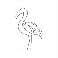 Flamingo art in minimal continuous outline vector