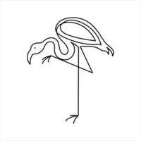 Flamingo profile created with single line drawing vector