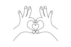 Simple one line heart icon in minimal outline style vector
