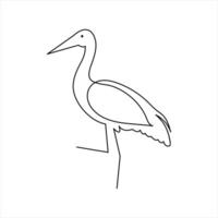 Minimal flamingo profile drawn in one line vector