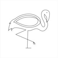 Flamingo form in minimalist continuous outline vector