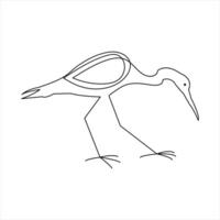Minimal heron figure in artistic single line vector