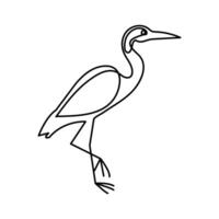 Artistic heron icon with minimal continuous line vector