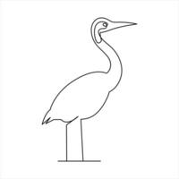 Simple outline of heron using single line style vector
