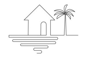 House icon continuous one line drawing in minimalist style vector