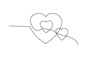 Isolated heart icon drawn with one continuous line vector