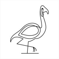 Flamingo outline in abstract one-line technique vector