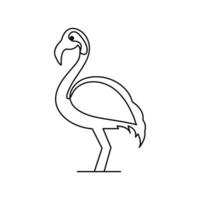 Single line flamingo figure in minimalist art vector