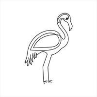 Flamingo shape in smooth continuous drawing vector