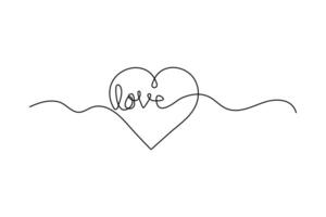 Continuous one line drawing of heart icon in minimalist outline style vector