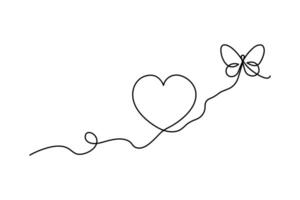 Simple abstract heart icon with continuous line vector