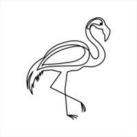 One-line flamingo sketch in abstract minimal design vector