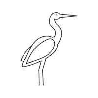 Modern heron shape in abstract linear form vector