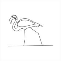 Modern minimalist flamingo symbol in line style vector