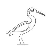 Heron icon continuous one line drawing and minimalist style vector