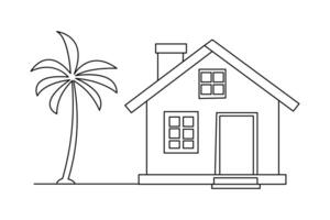 Minimalist home sketch using one line vector