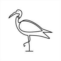 Modern heron sketch in single stroke outline vector