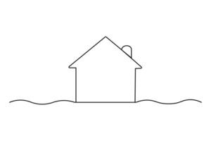 Modern house sketch in continuous line vector