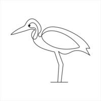 Elegant heron icon in simple single line sketch vector
