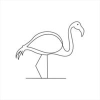 Stylish flamingo line art in minimalist outline vector